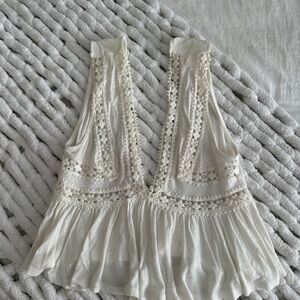 Vintage Brandy Melville Cream Lace Detail Blouse